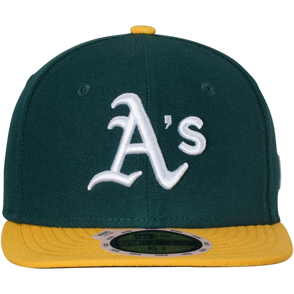 Oakland Athletics New Era Youth Home Authentic Collection On-Field 59FIFTY - Casquette ajustée Vert/Or