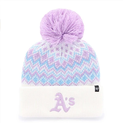 Girls Youth '47 White Athletics Elsa Cuffed Knit Hat with Pom