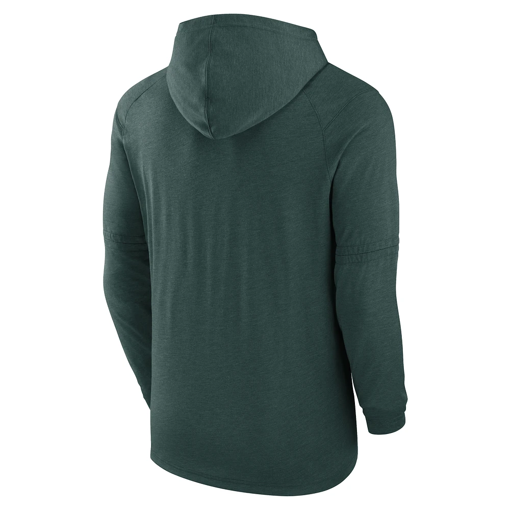 Men's Nike  Heather Green Athletics Authentic Collection Tri-Blend Performance Pullover Hoodie