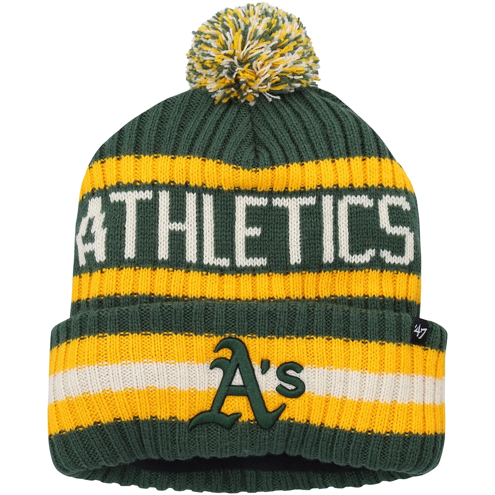 Bonnet en tricot à revers Bering '47 Green Athletics pour homme avec pompon