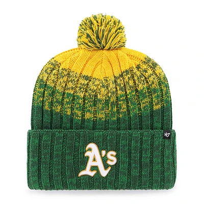 Bonnet en tricot à revers avec pompon Oakland Athletics Cascade '47 vert pour homme