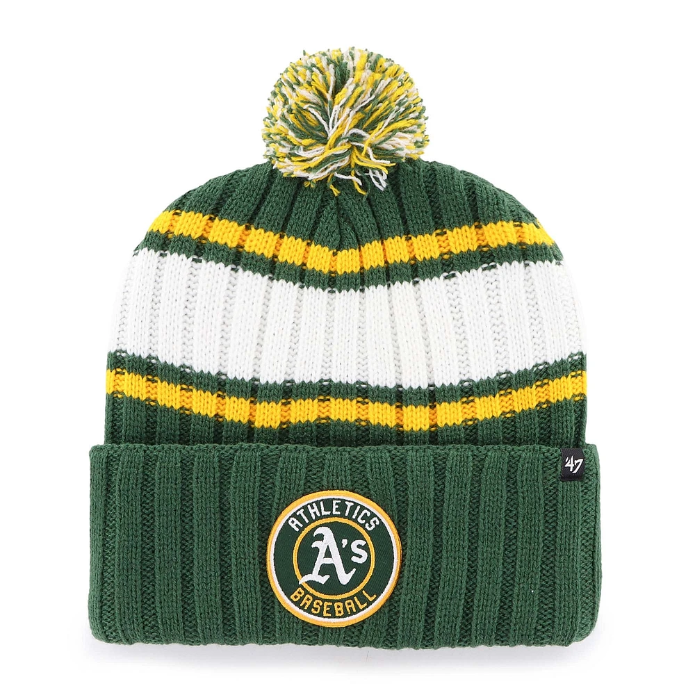 Bonnet en tricot à revers avec pompon Oakland Athletics '47 Green pour homme