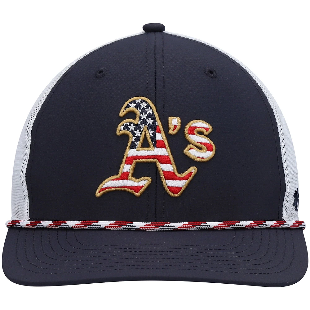 Men's '47 Navy/White Athletics Flag Fill Trucker Snapback Hat