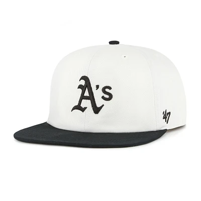 Men's '47 White/Black Athletics Foundation Captain Snapback Hat