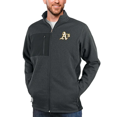 Men's Antigua Heathered Charcoal Athletics Course Full-Zip Jacket