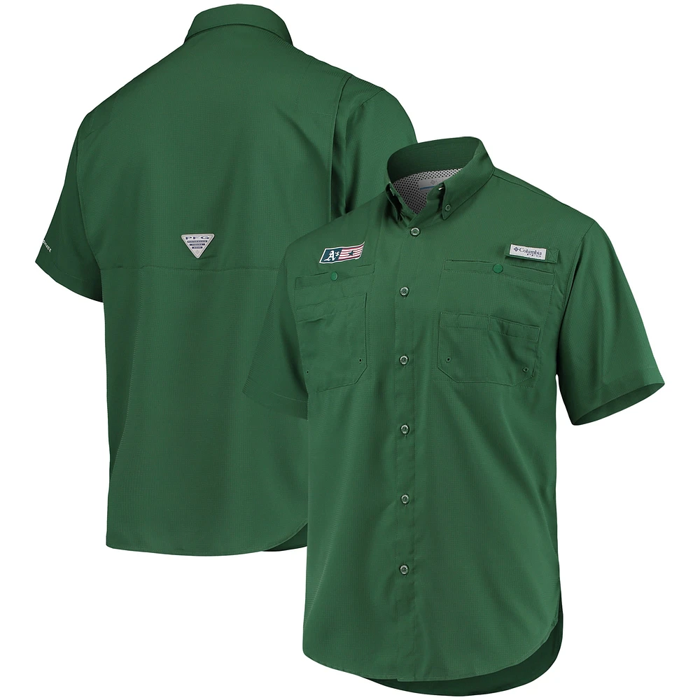 Men's Columbia Green Athletics Americana Tamiami Omni-Shade Button-Down Shirt