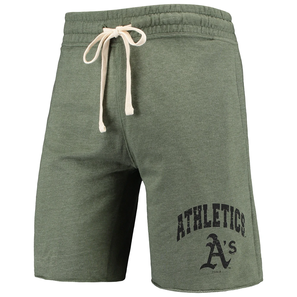 Men's Concepts Sport Heathered Olive Athletics Mainstream Tri-Blend Shorts