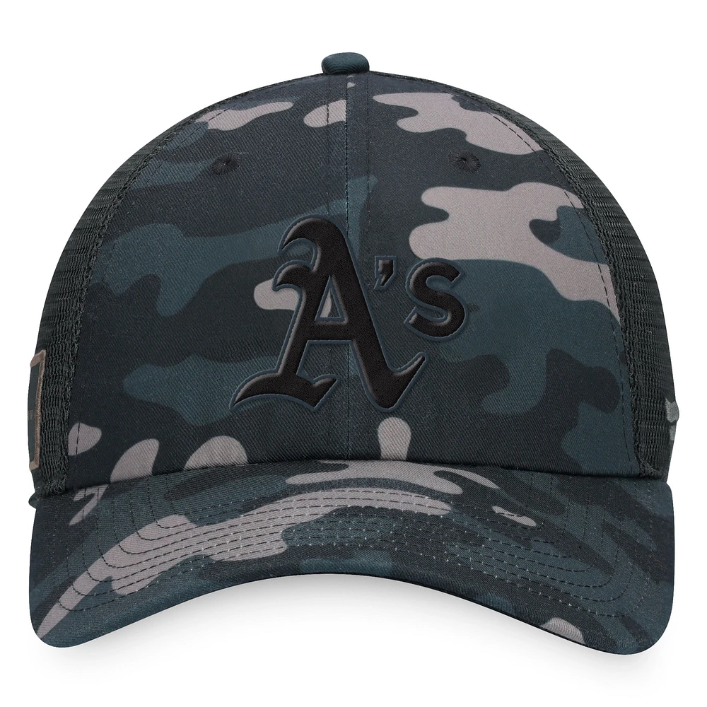 Casquette ajustable de camionneur à motif camouflage noir pour hommes Fanatics Athletics