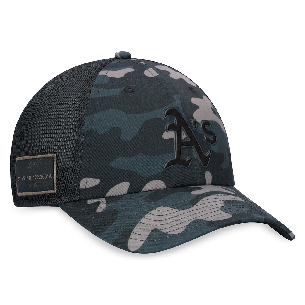 Casquette ajustable de camionneur à motif camouflage noir pour hommes Fanatics Athletics