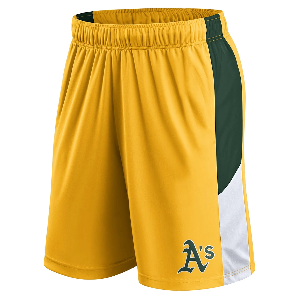 Short Fanatics Gold Athletics avec logo principal pour homme