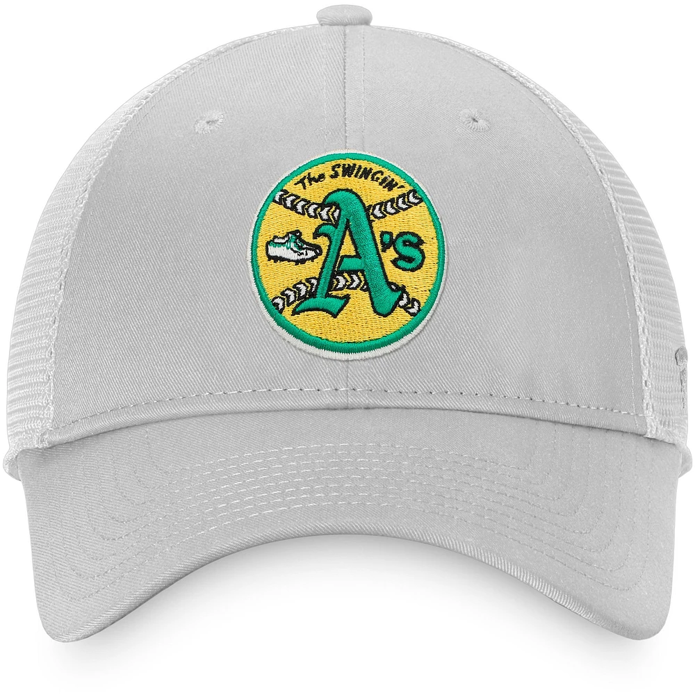 Casquette Snapback Core Trucker de la collection Cooperstown pour hommes Fanatics Gray Athletics