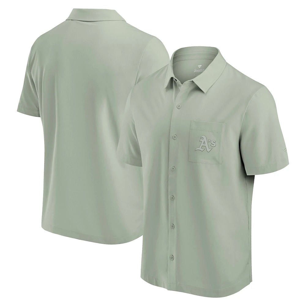 Men's Fanatics Green Athletics Front Office Button-Up Shirt