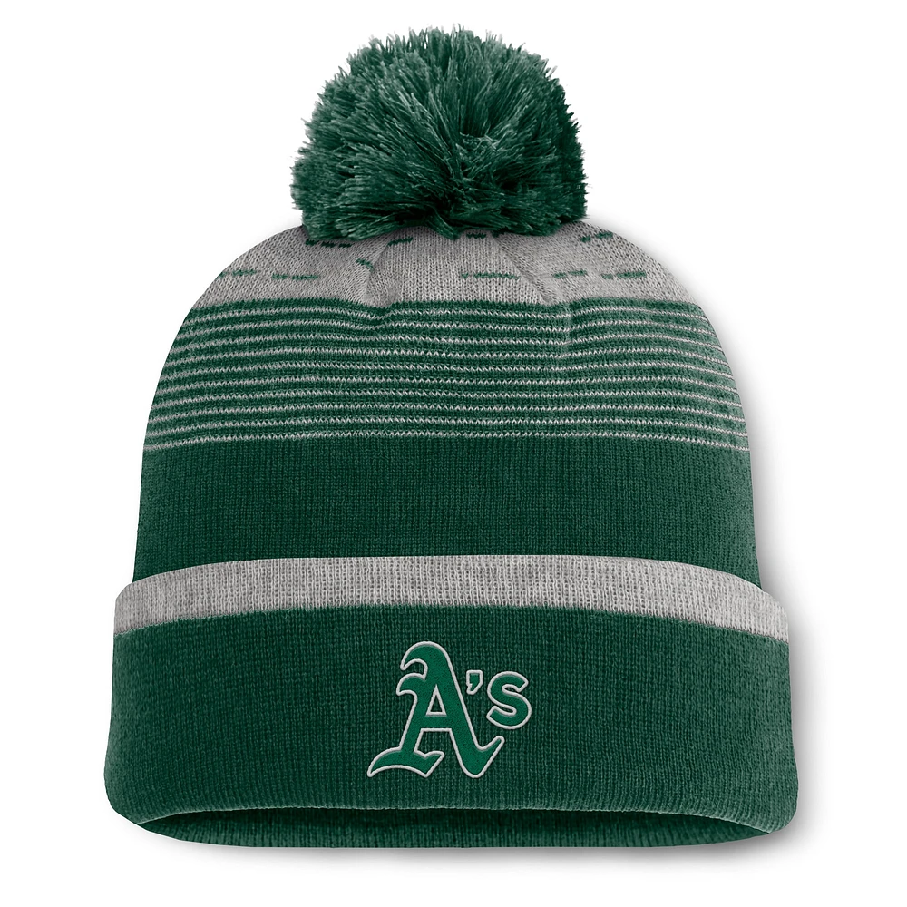 Men's Fanatics Green Athletics Fundamental Gradient Cuffed Knit Hat with Pom