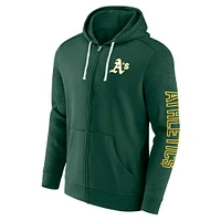 Men's Fanatics Green Athletics Offensive Line Up Lightweight Full-Zip Hoodie