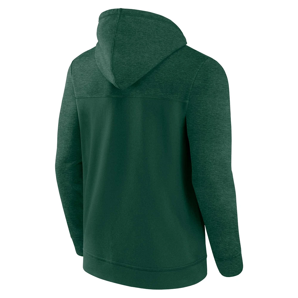 Men's Fanatics Green Athletics Offensive Line Up Lightweight Full-Zip Hoodie