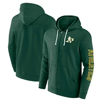 Sweat à capuche léger entièrement zippé Fanatics Green Athletics Offensive Line Up pour hommes