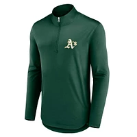 Men's Fanatics Green Athletics Quarterback Quarter-Zip Top