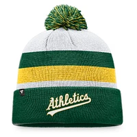 Men's Fanatics Green Athletics Stripe Cuffed Knit Hat with Pom