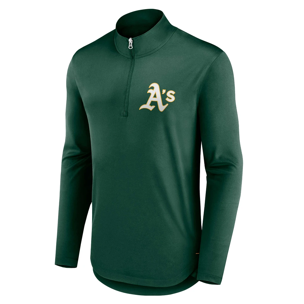 Veste Oakland Athletics Tough Minded à quart de zip vert marque Fanatics pour homme