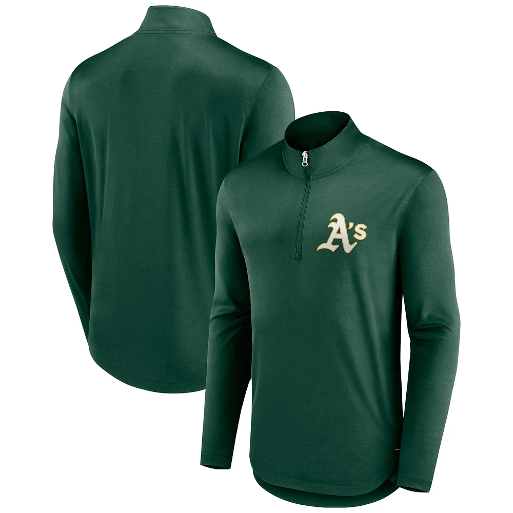 Men's Fanatics Green Athletics Tough Minded Lightweight Quarter-Zip Pullover