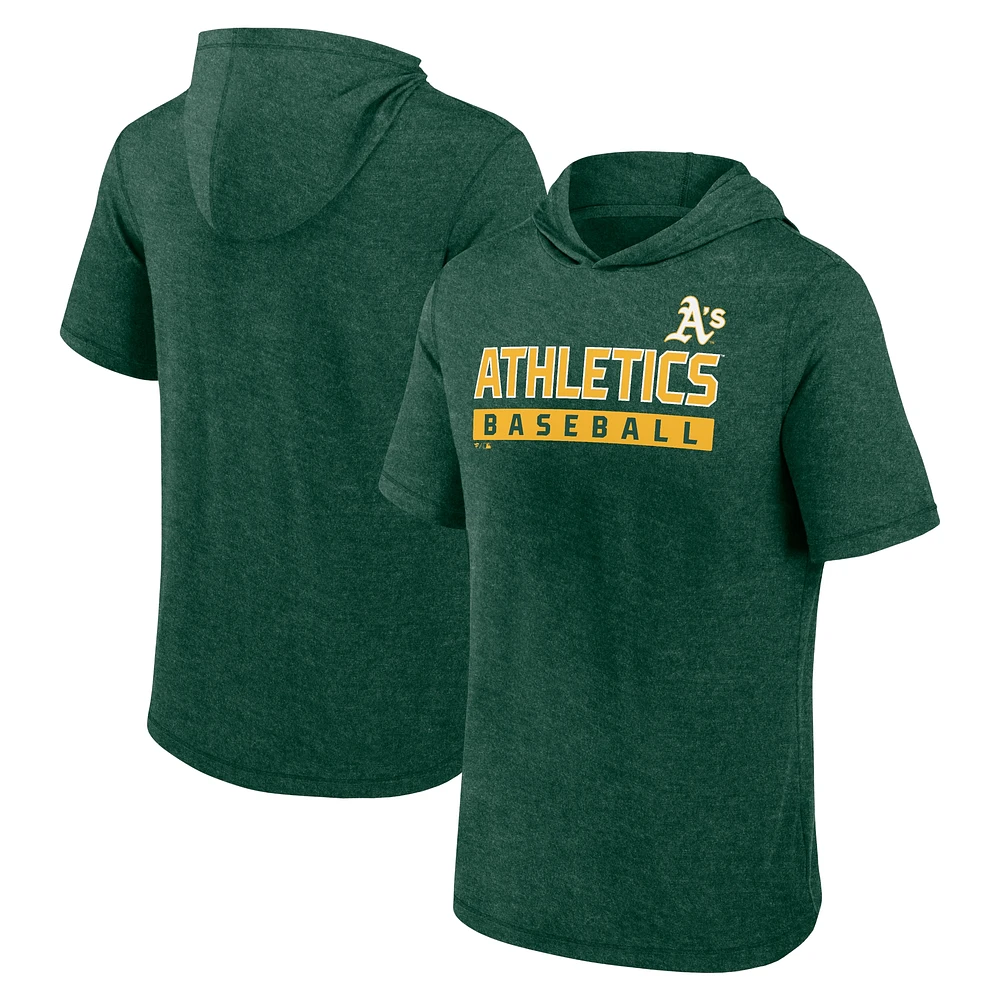 Sweat à capuche manches courtes Fanatics Heather Green Athletics Push pour hommes