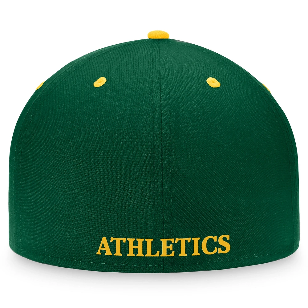 Casquette bicolore ajustée pour homme Fanatics Kelly Green/Gold Athletics Cooperstown Collection