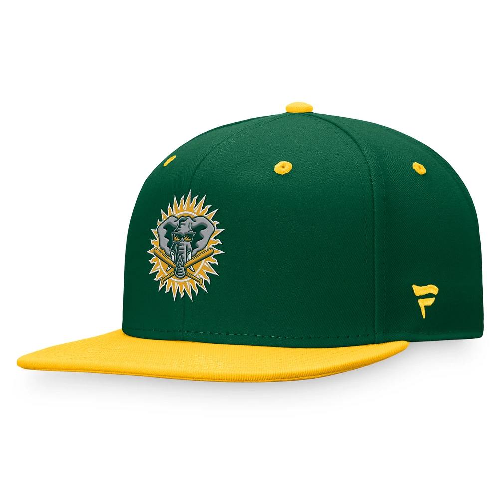 Casquette bicolore ajustée pour homme Fanatics Kelly Green/Gold Athletics Cooperstown Collection