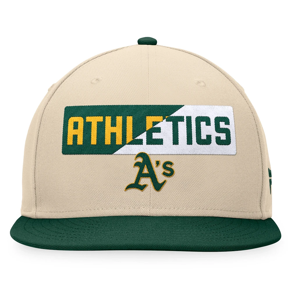 Casquette Snapback Athletics Kaki/Vert Fanatics pour homme