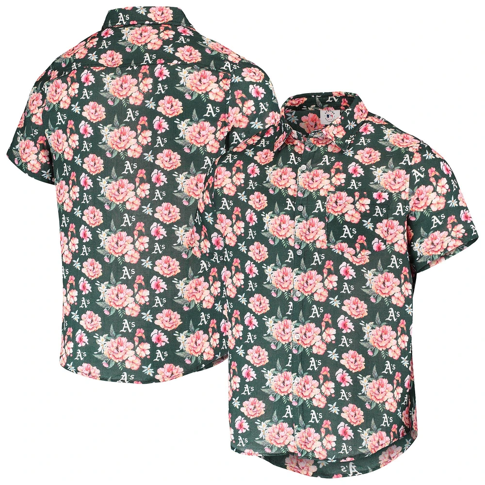 Men's FOCO Green Athletics Floral Linen Button-Up Shirt