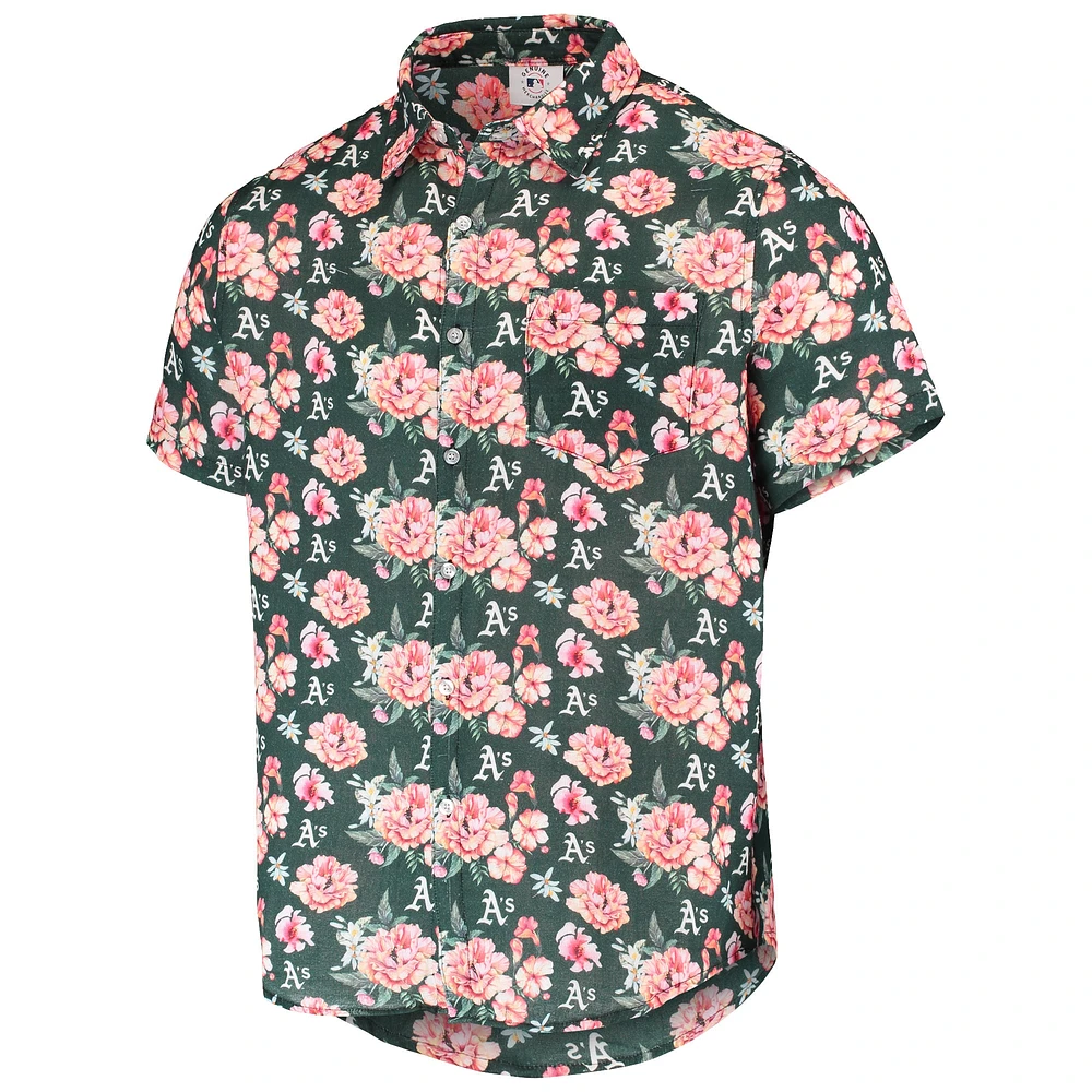 Men's FOCO Green Athletics Floral Linen Button-Up Shirt