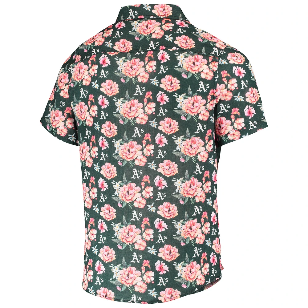 Men's FOCO Green Athletics Floral Linen Button-Up Shirt