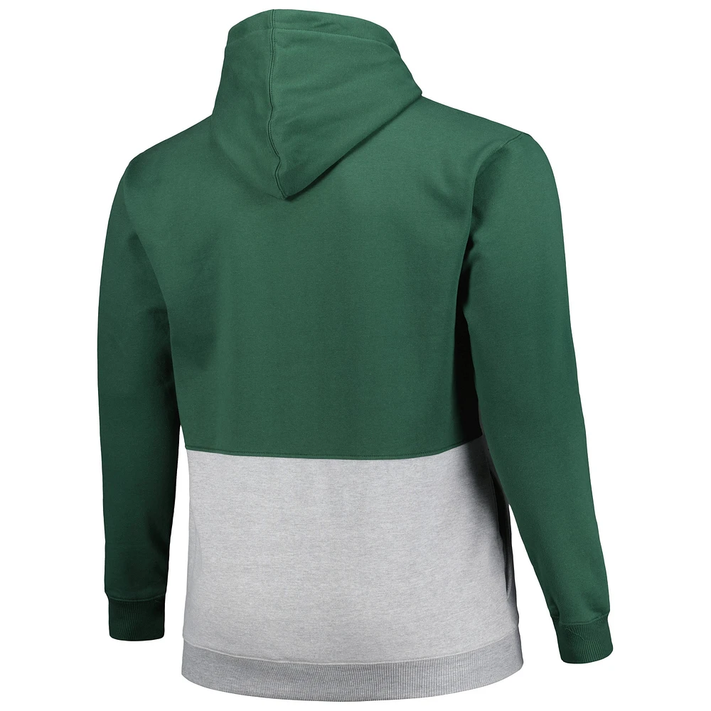 Men's Green/White Athletics Big & Tall Fleece Half-Zip Hoodie