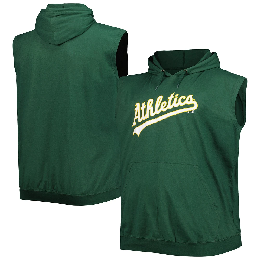 Men's Green Athletics Jersey Pullover Muscle Hoodie