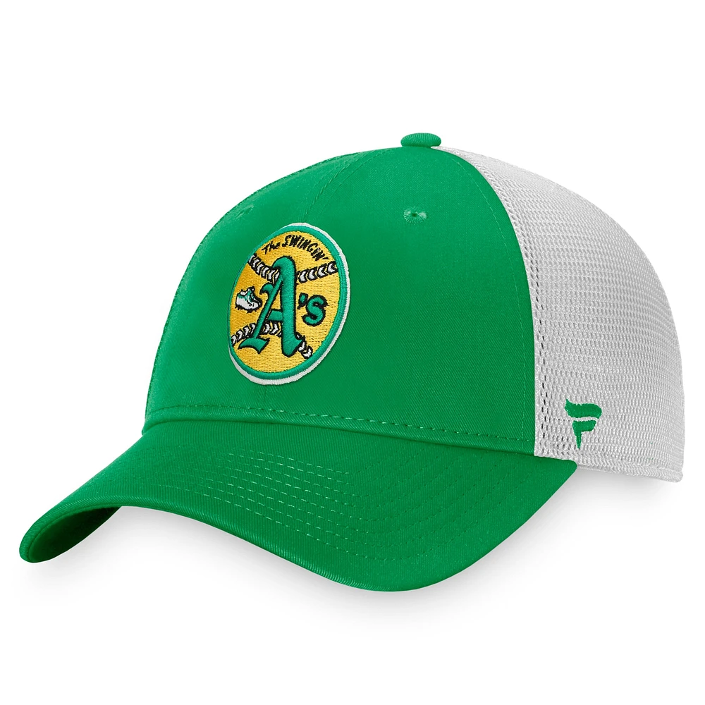 Casquette Snapback Core Trucker pour homme de la collection Cooperstown Athletics vert/blanc Kelly