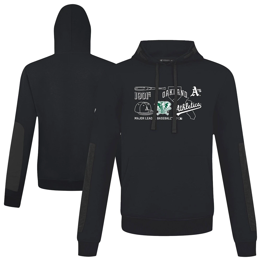 Men's Levelwear  Black Athletics Cooperstown Collection Bombay Campaign Pullover Hoodie