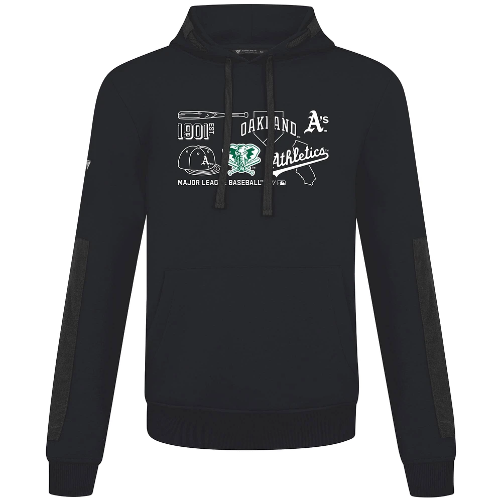 Men's Levelwear  Black Athletics Cooperstown Collection Bombay Campaign Pullover Hoodie