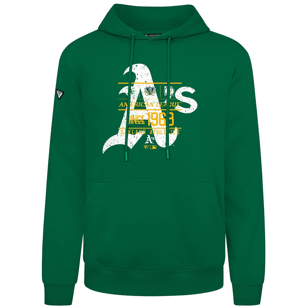 Sweat à capuche vert Levelwear Athletics Cooperstown pour homme, effet vieilli, collection Podium Acumen