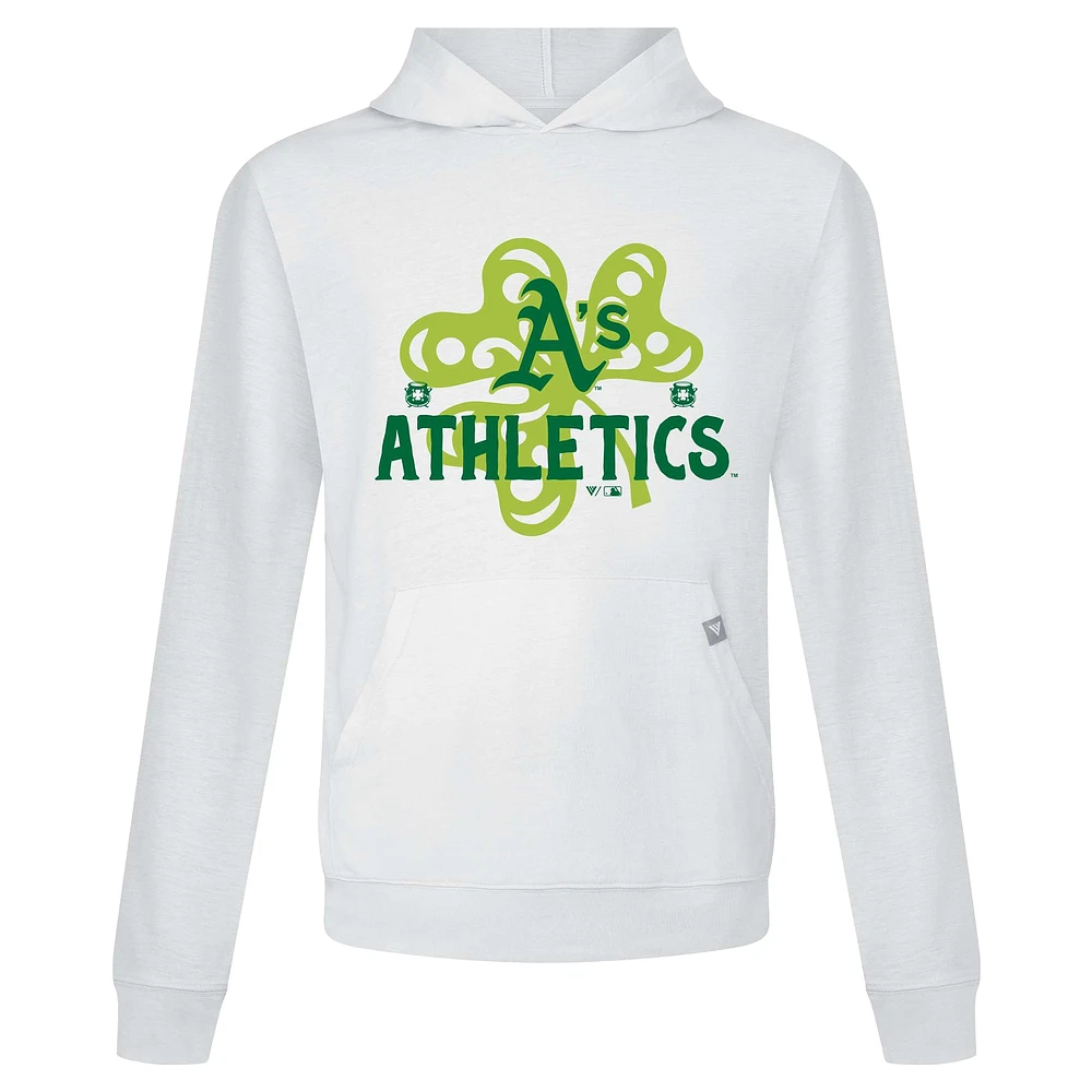 Men's Levelwear White Athletics St. Patrick's Day Relay Shamrock Pullover Hoodie