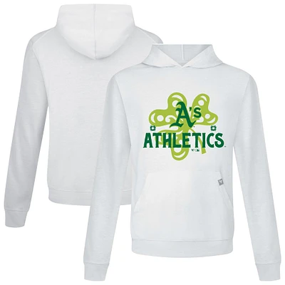 Men's Levelwear White Athletics St. Patrick's Day Relay Shamrock Pullover Hoodie