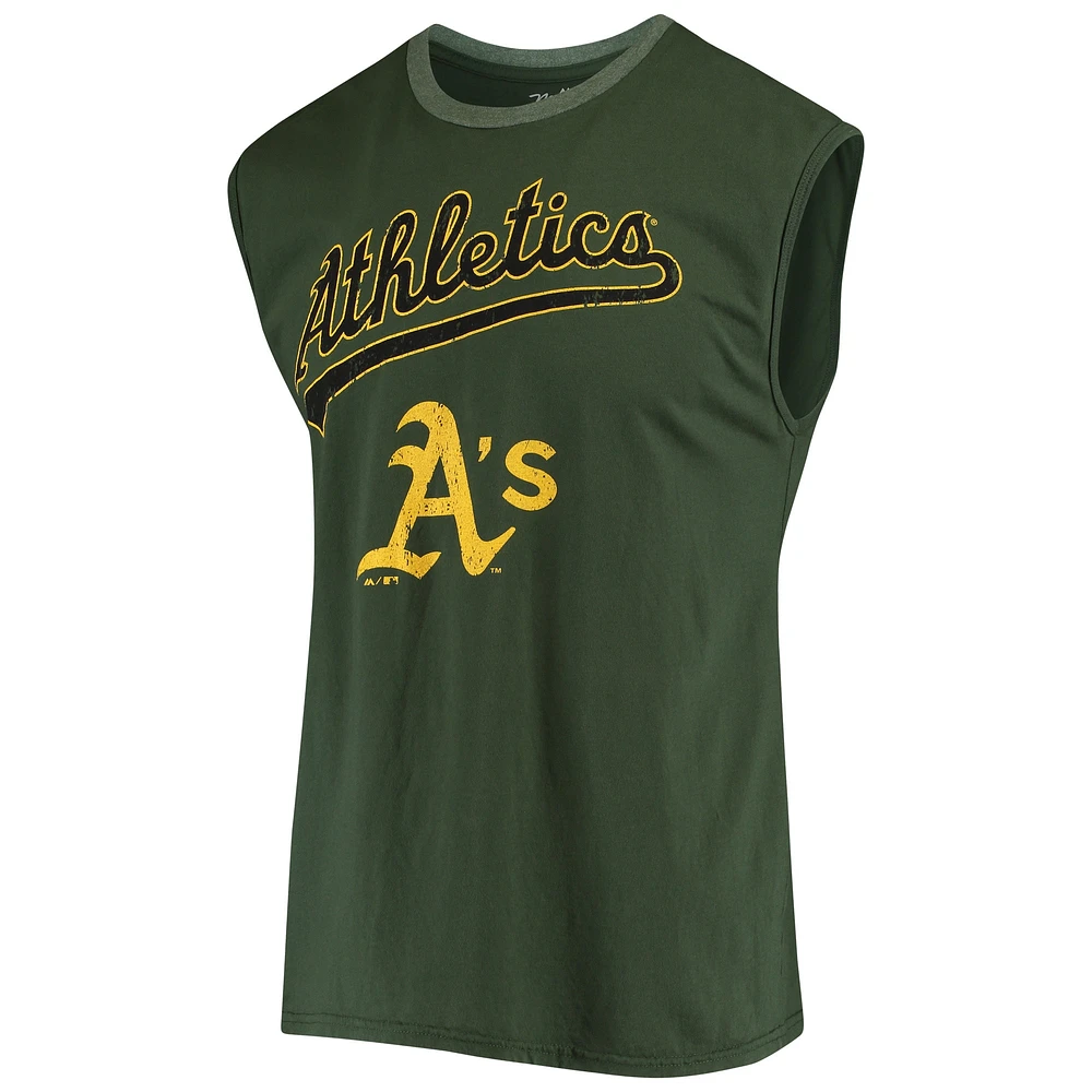 Men's Majestic Threads Green Athletics Softhand Muscle Tank Top