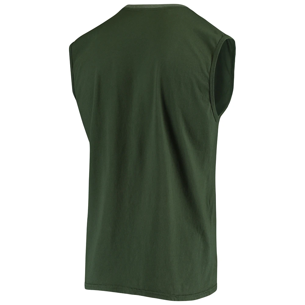 Men's Majestic Threads Green Athletics Softhand Muscle Tank Top