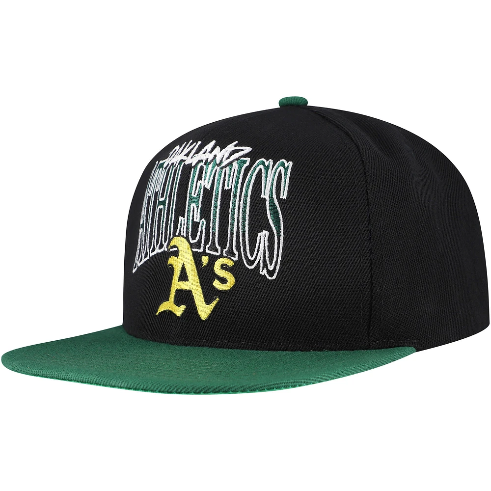 Men's Mitchell & Ness Black Oakland Athletics Rise Up Snapback Hat