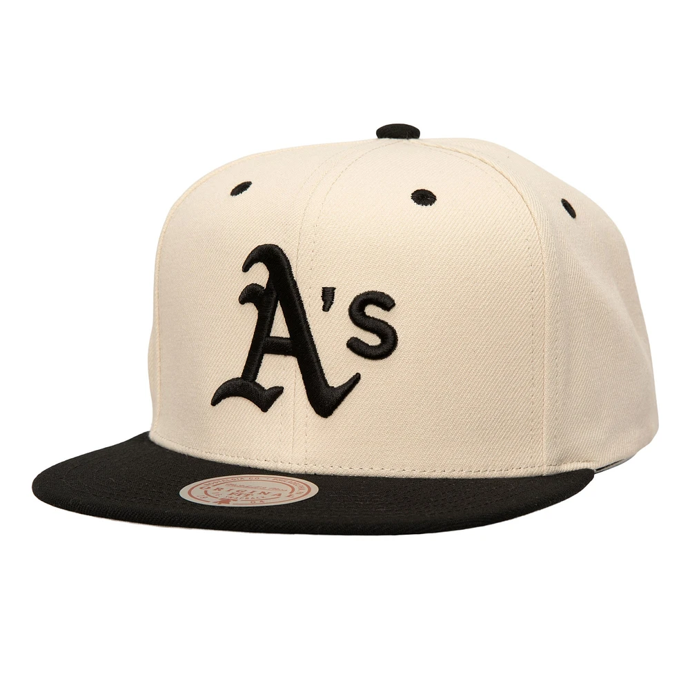 Men's Mitchell & Ness Cream Athletics Snapback Hat