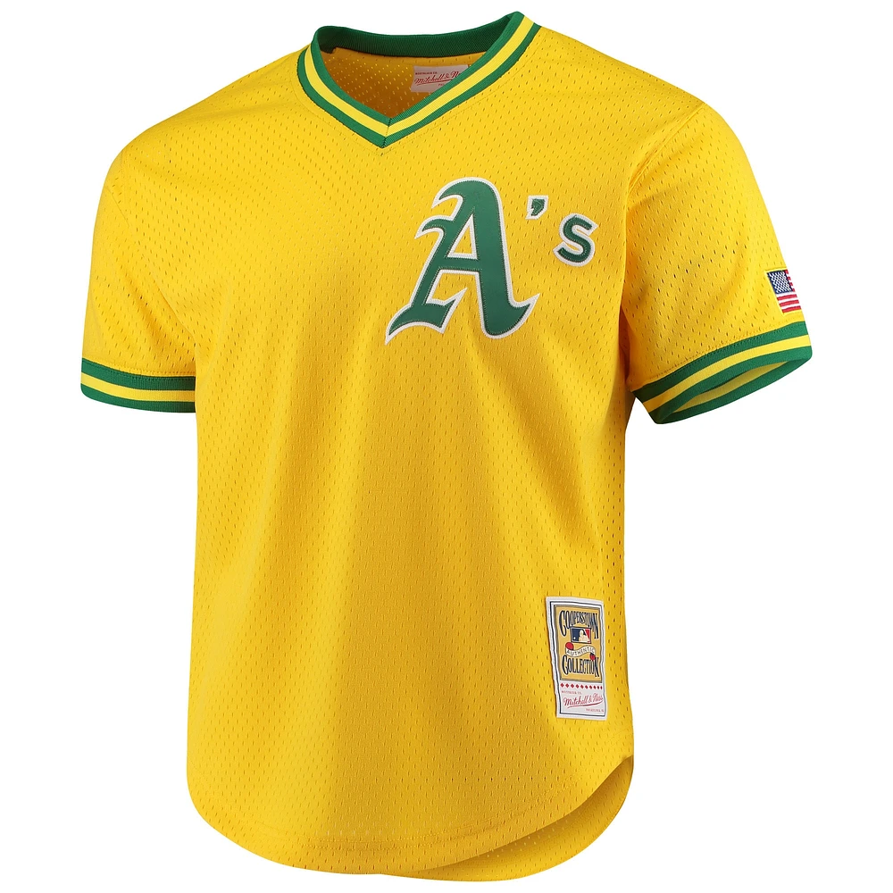 Men's Mitchell & Ness Jose Canseco Gold Athletics Cooperstown Collection Mesh Batting Practice Jersey
