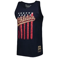 Men's Mitchell & Ness Navy Athletics Cooperstown Collection Stars and Stripes Tank Top