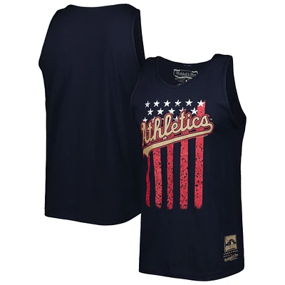 Men's Mitchell & Ness Navy Athletics Cooperstown Collection Stars and Stripes Tank Top