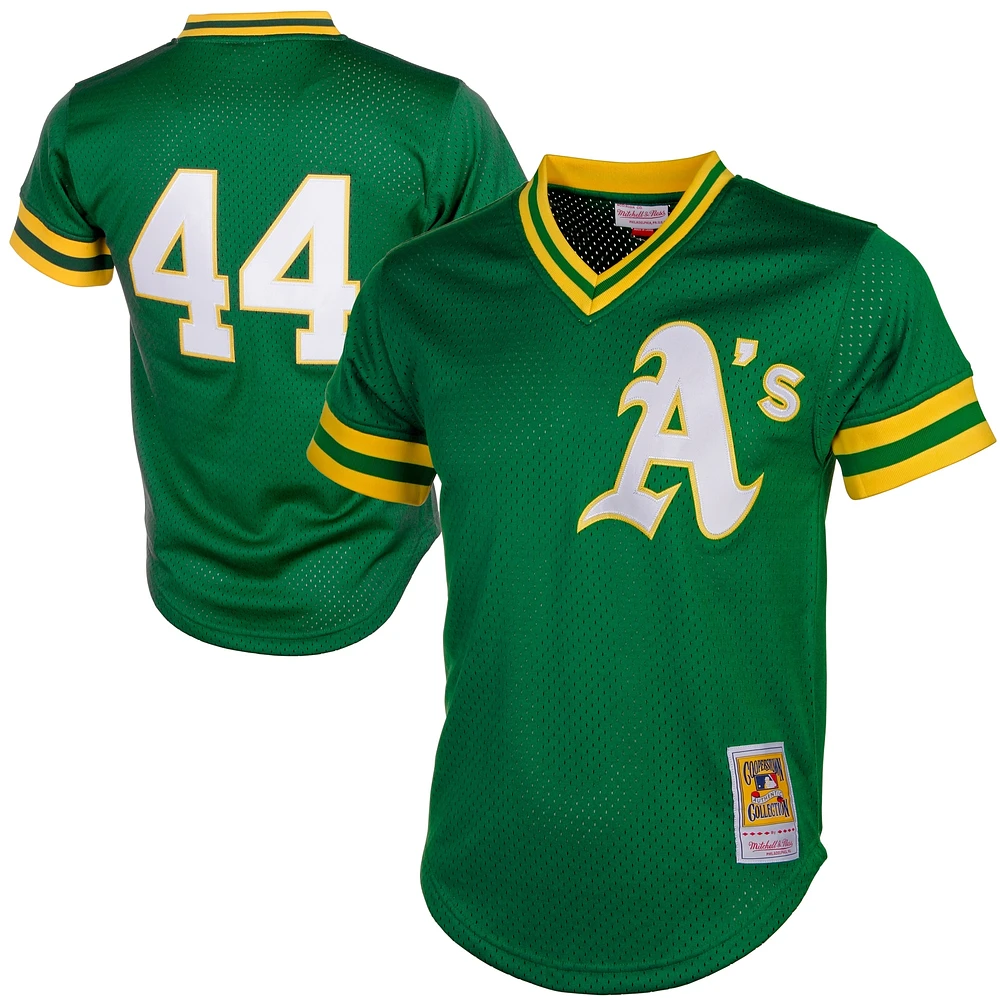 Maillot d'entraînement de frappeur en maille Cooperstown Athletics Green Mitchell & Ness Reggie Jackson pour homme