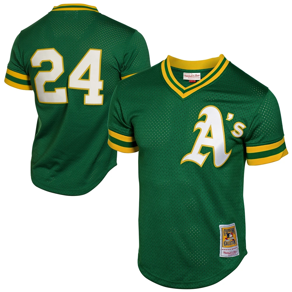 Men's Mitchell & Ness Rickey Henderson Athletics Cooperstown Mesh Batting Practice Jersey