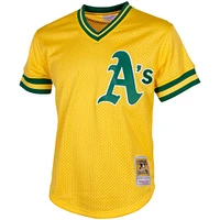 Men's Mitchell & Ness Rickey Henderson Yellow Athletics Cooperstown Mesh Batting Practice Jersey