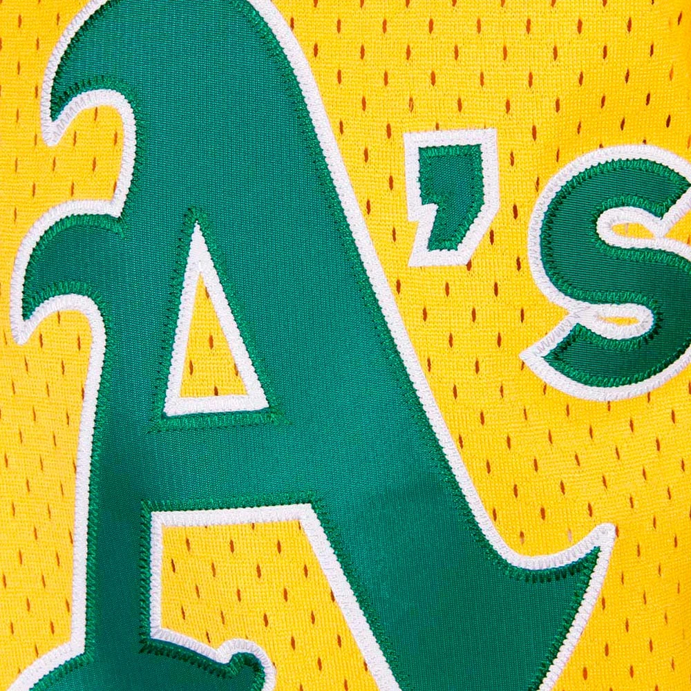 Men's Mitchell & Ness Rickey Henderson Yellow Athletics Cooperstown Mesh Batting Practice Jersey